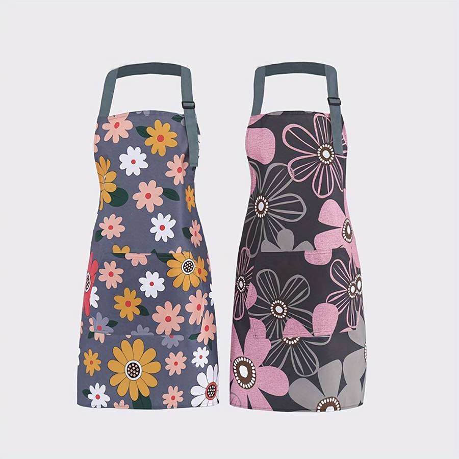 1pc Fashionable Women's floral apron with pockets adjustable perfect for cooking baking garden