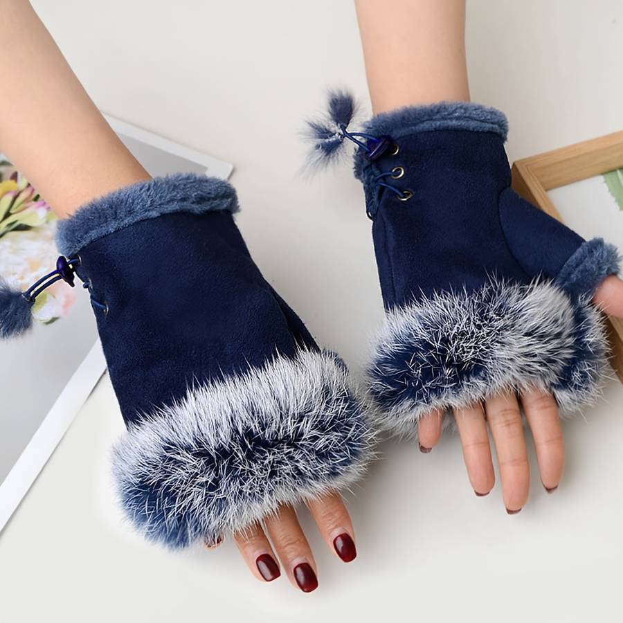 1 Pair Black Warm Gloves