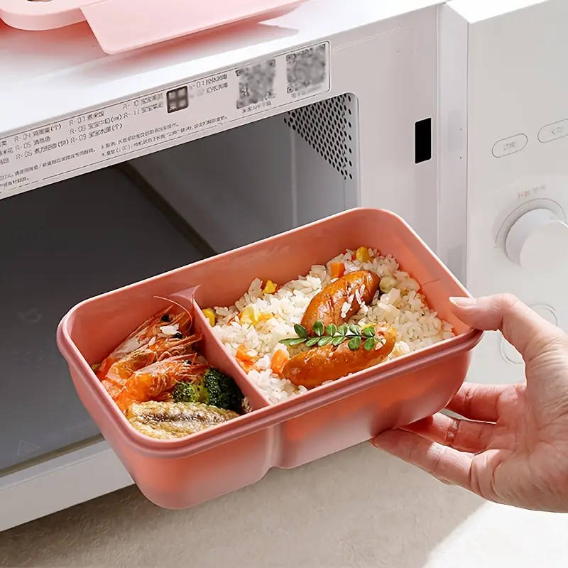 1pc Lunch Box Set Casual Style Bento Box with Dividers Microwave Dishwasher Safe Plastic Meal Prep C