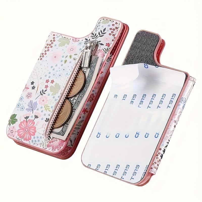 1pc Stylish Floral Mobile Phone Wallet with Zipper Coin Purse And Card Slots Your Basic Phone