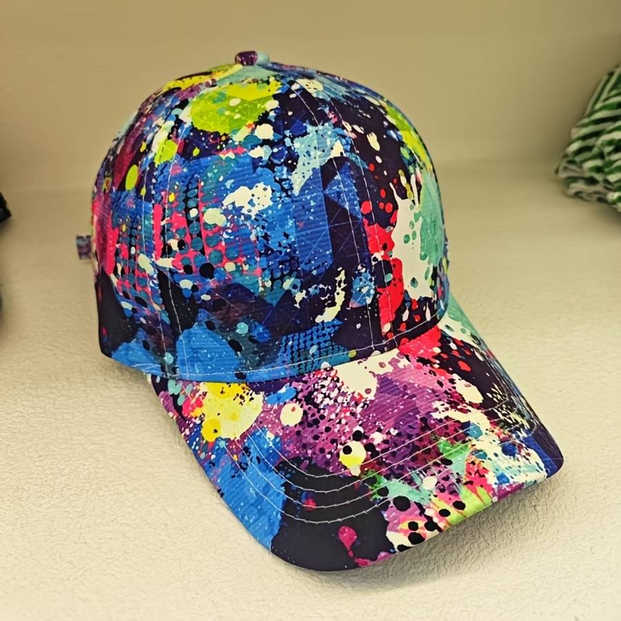 Vibrant Tie-Dye Baseball Cap Lightweight Adjustable Polyester Sun Protection Toggle Closu