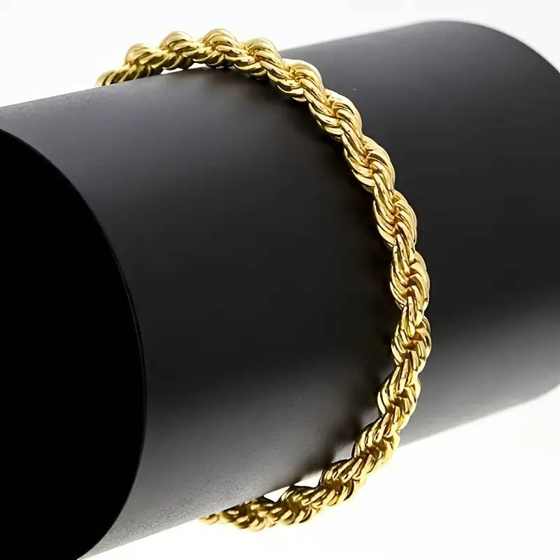 2 Piece Set 4mm Unisex 18K Golden Plated Necklace and Bracelet