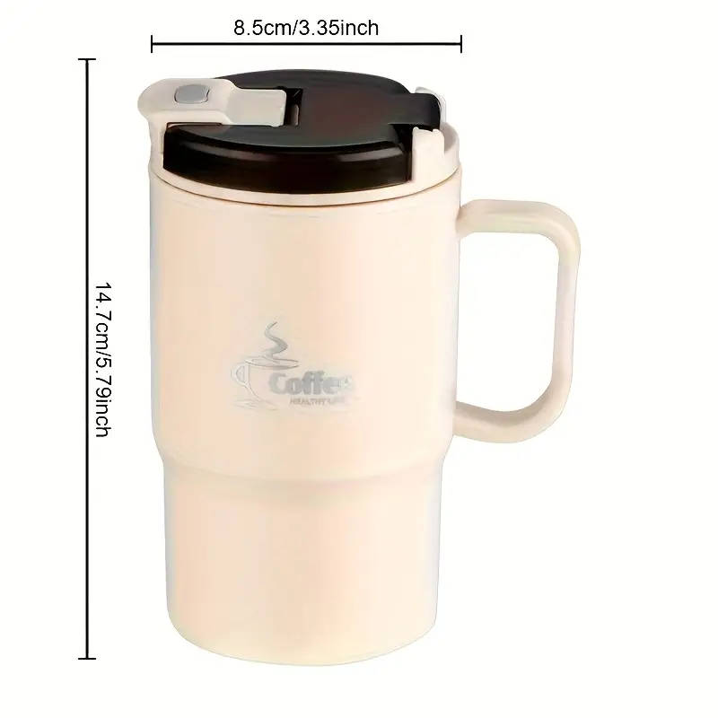 Stainless Steel Insulated Coffee Cup With Lid And Spoon Black