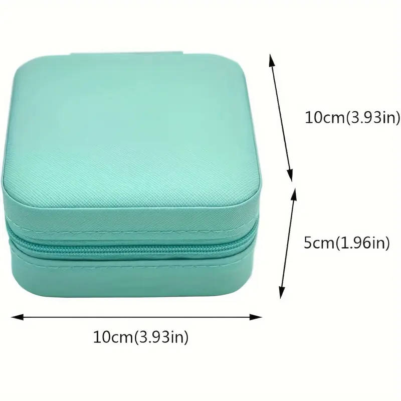 1pc Classic Leather Jewelry Organizer Box with Zipper Closure Tabletop Rectangle Storage Case with F
