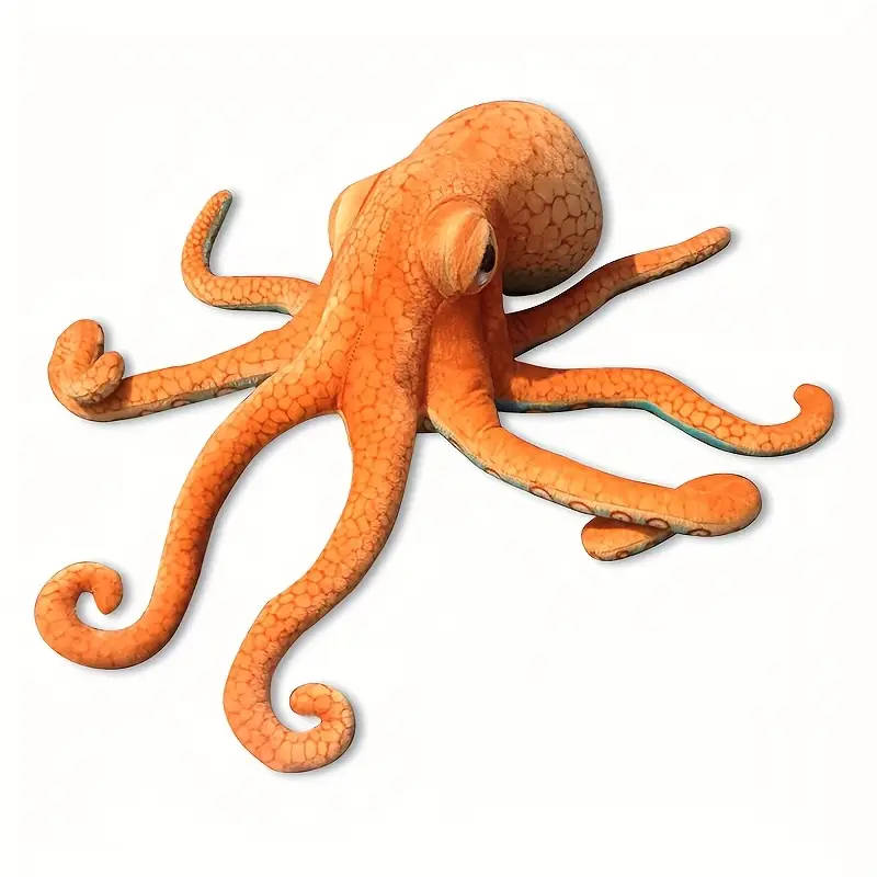Bright Orange And Blue Octopus Plush Toy