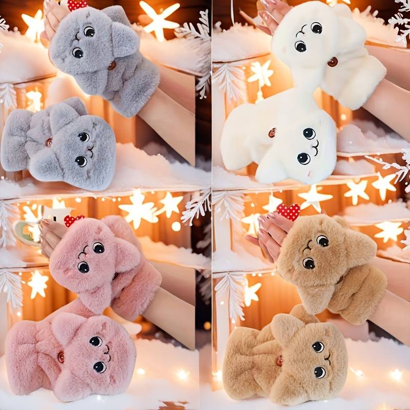 1 Pair White Warm Gloves