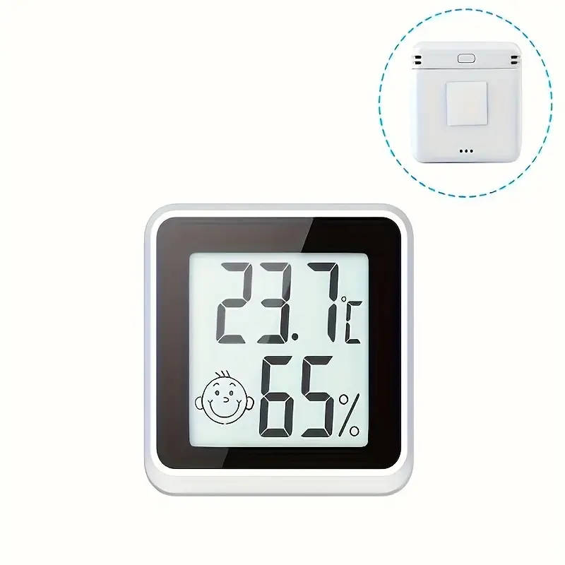 1pc Mini LCD Digital Thermometer Hygrometer Battery-Powered Indoor Humidity Meter with Emoticon Disp