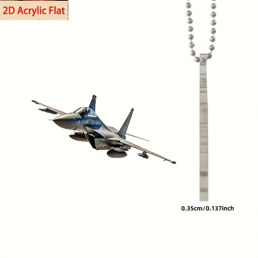 2D Flat S Plane Acrylic Military Aircraft Pendant Fighter Jet Charm For Car M