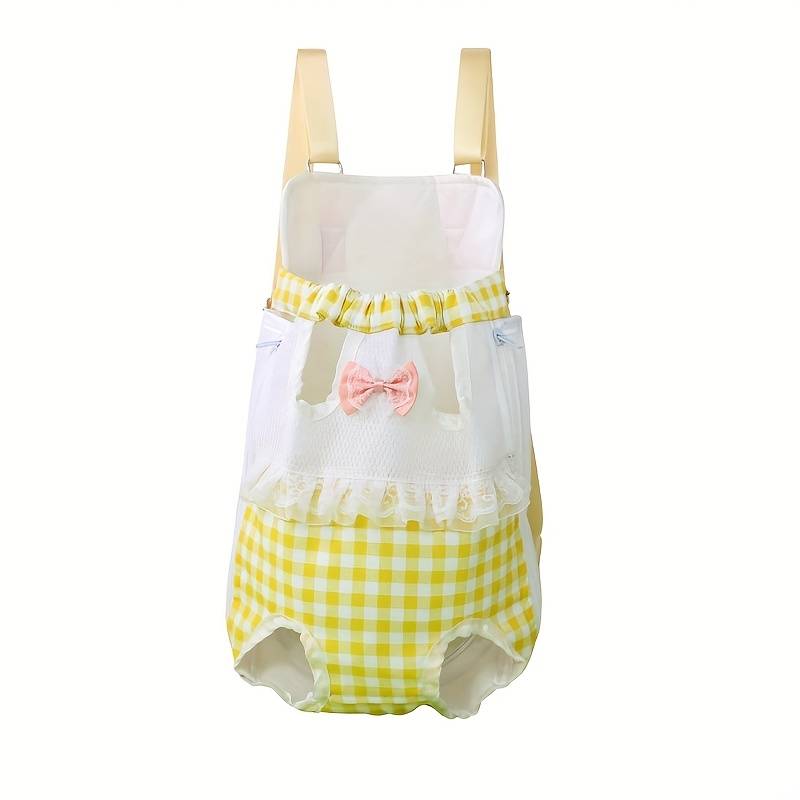 1pc Yellow Plaid M Pet Bag