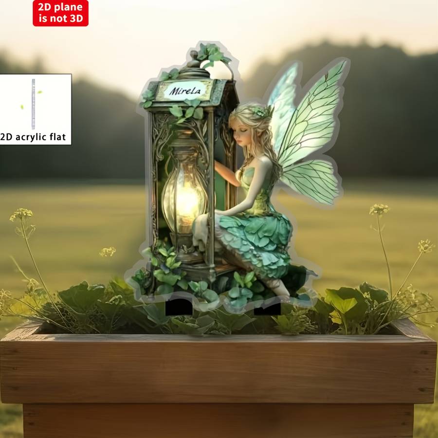 1pc 2D Flat    Printing Bohemian Style Garden Decorative Ground Plug Lantern Elf Deco