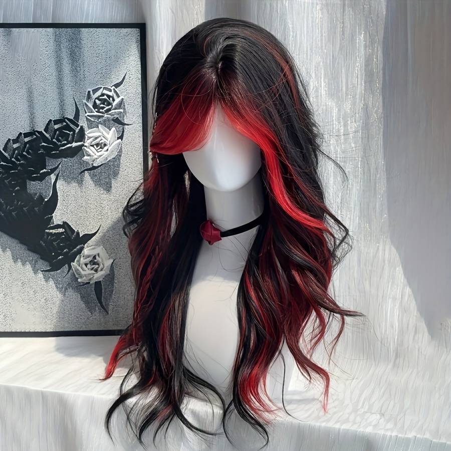 1Pc Black Red 60.96cm Fashion Design Wig