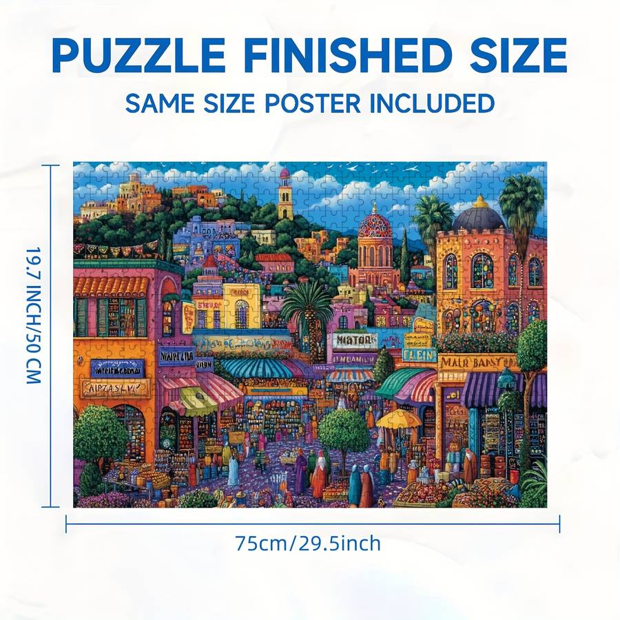 1000pcs Mysterious Bazaar in Marrakech Jigsaw Puzzle for Adults Vibrant Moroccan Ma
