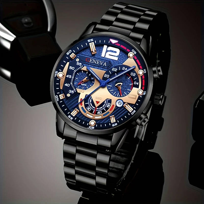 1pc Luxury Men's Quartz Watch Set Business and Casual Timepiece Suitable for School Opening Christma