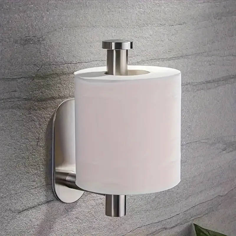 1pc Self-Adhesive Toilet Paper Holder Wall Mount No-Drill Installation Modern Plastic Tissue Roll Or