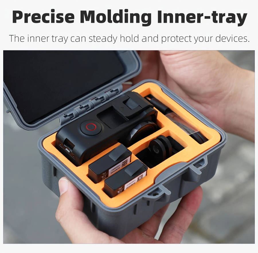 durable protective case for pro 4 3 waterproof shockproof hard shell release mount battery camera cable management and accessories storage case details 3