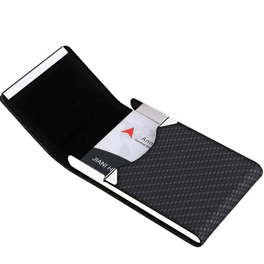 1pc Business Card Holder Faux Leather Business Card Case Pocket Card Holders for Men Or Women Met