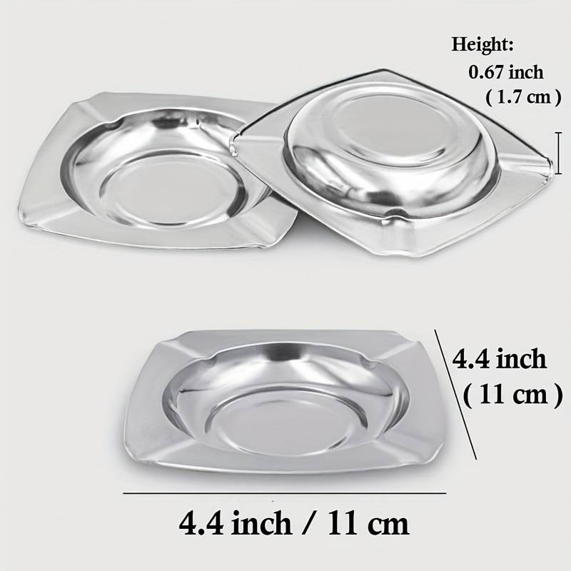 10pcs Stainless Steel Ashtray Set Traditional Square Design for Indoor Outdoor Use Durab