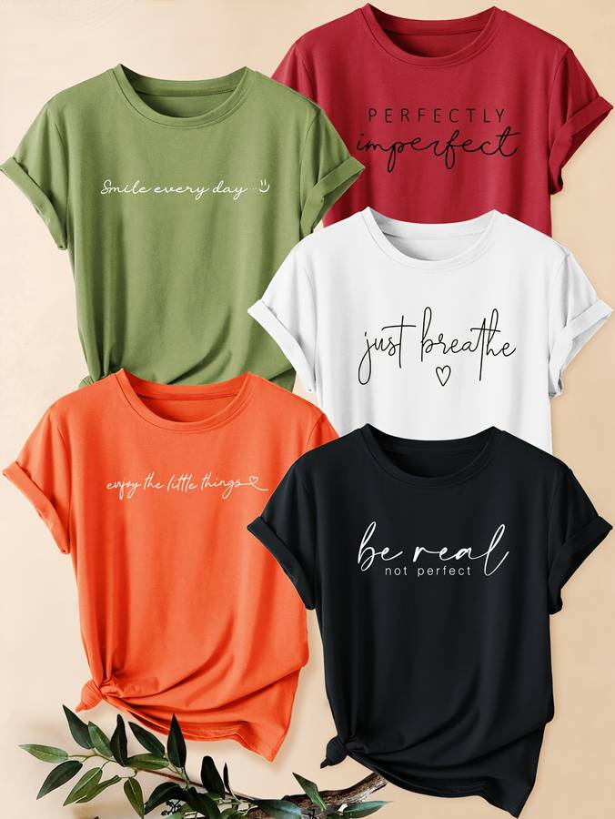 Womens T Shirt Color Army Green Orange Red White Black Sizes