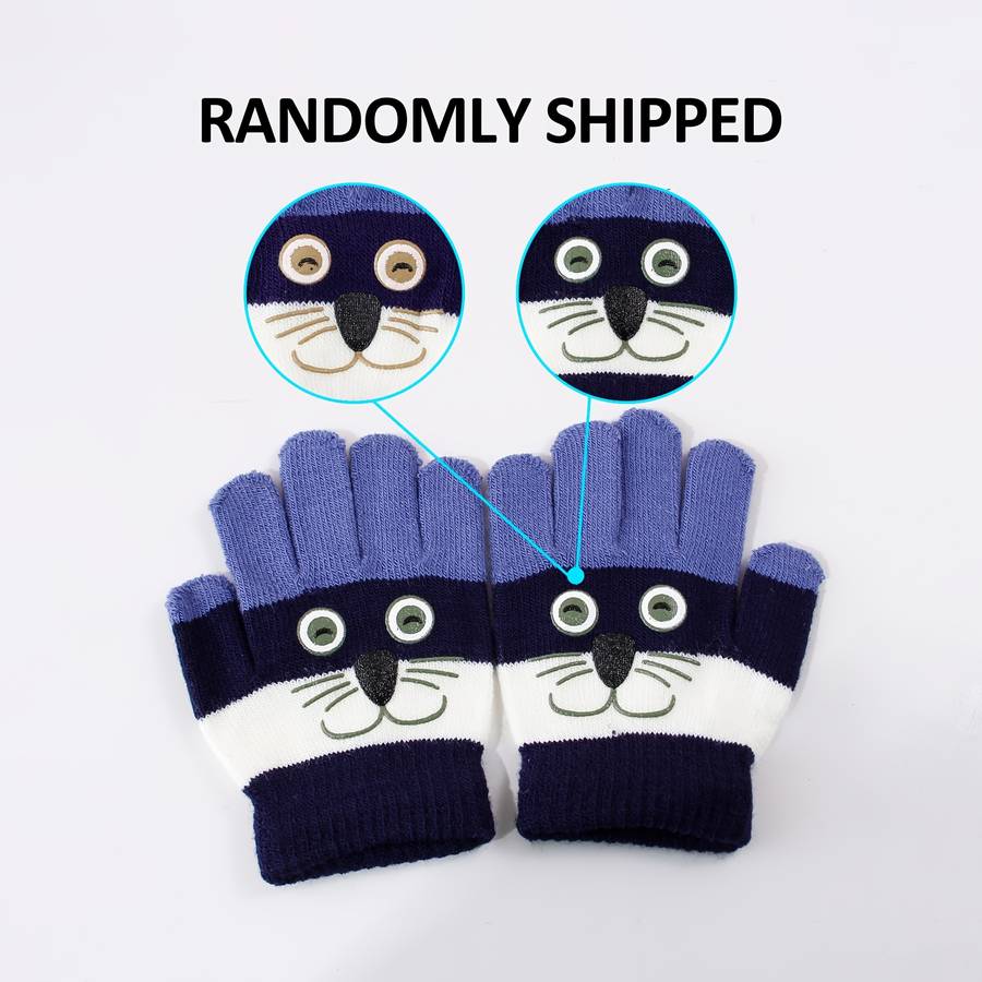 2 Pairs Navy Blue Gray Warm Gloves