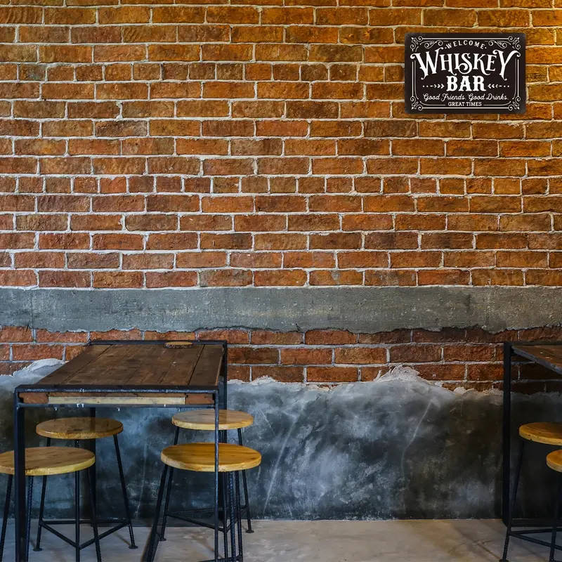 Whiskey Bar Vintage Metal Sign Waterproof and Weather Resistant Dad's Bar Wall Decor for Home Garden