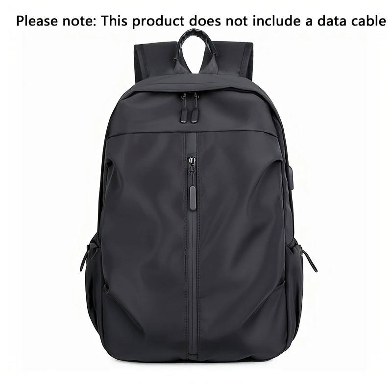 1pc Men'S Large Capacity Laptop Backpack Black Nylon with Multiple Compartments Pockets Ideal