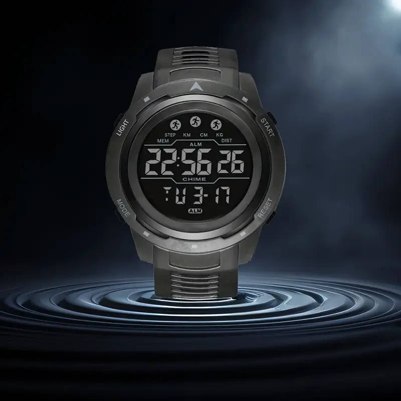 trendy sports watch multifunctional   with stopwatch alarm clock silicone band perfect gift for couples black 0