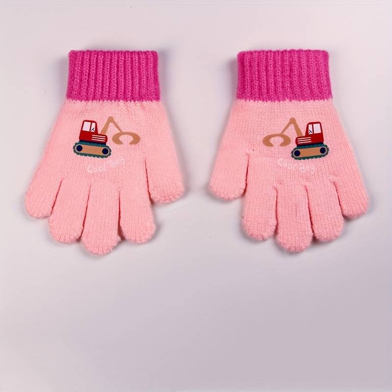 1 Pair Purple Thick Size 1 To 5 Years Old Warm Gloves