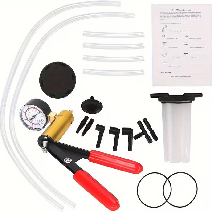 16pcs Brake Bleeder Kit Handheld Vacuum Pump Tester with Adapters for Automotive