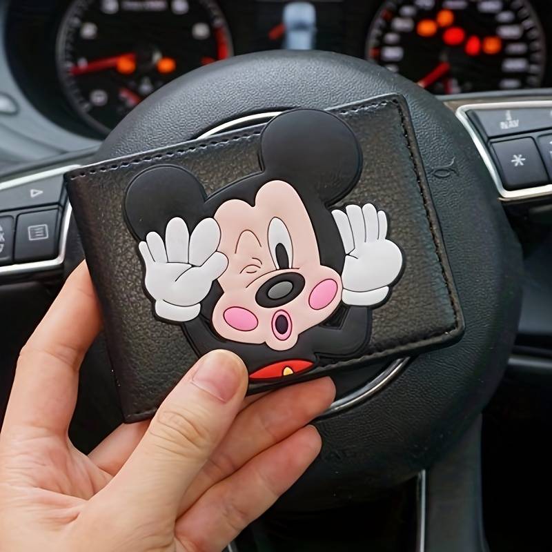 1pc Disney Mickey Minnie Mouse Card Holder C Black Red Design Compact Drivers License Credi