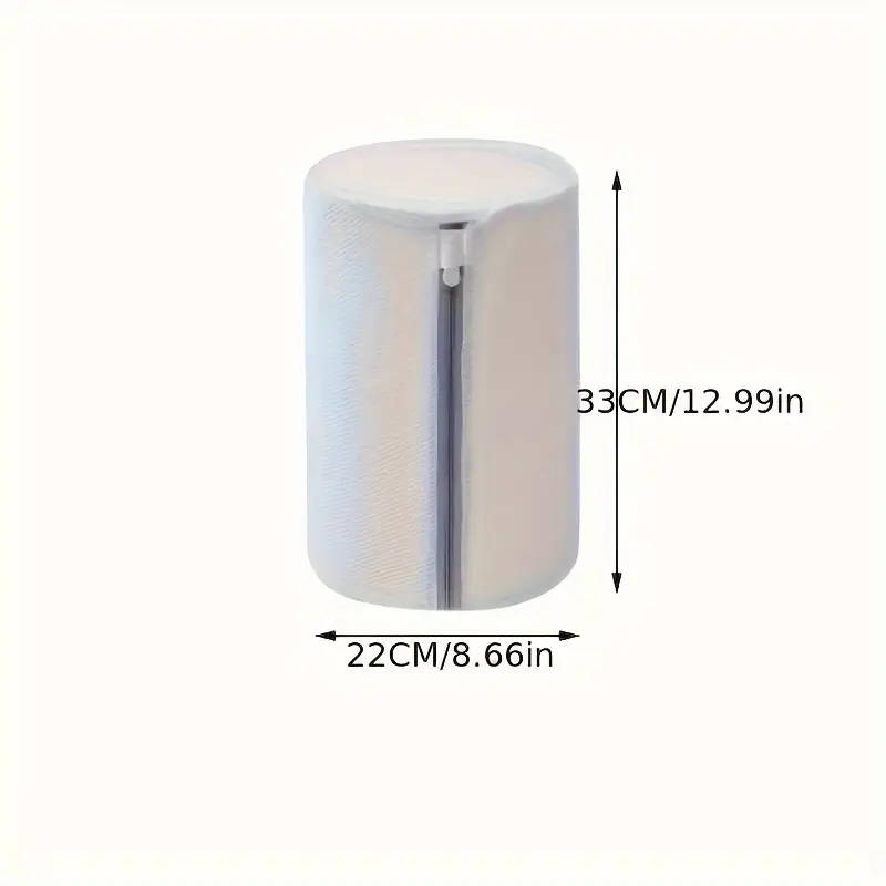 1pc Oval Polyester Laundry Bag with Zipper Closure Knitted Fabric Washing Machine Protector for Shoe