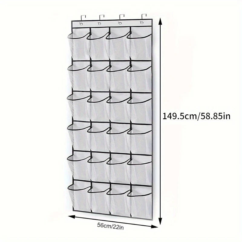 1pc 24Pocket Over-the-Door Shoe Organizer Durable Plastic Hanging Shoe Rack with Large Mesh Pockets