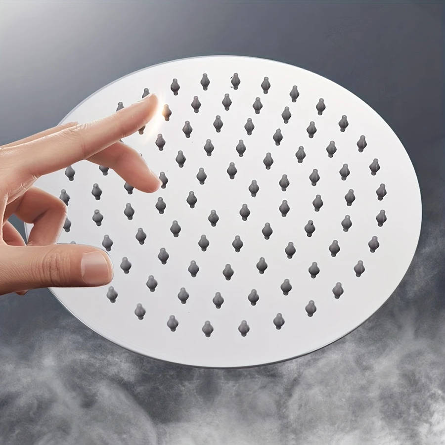 1pc High-Pressure Stainless Steel Shower Head 20cm Silicone Nozzle Enhanced Water Flow Easy Installa