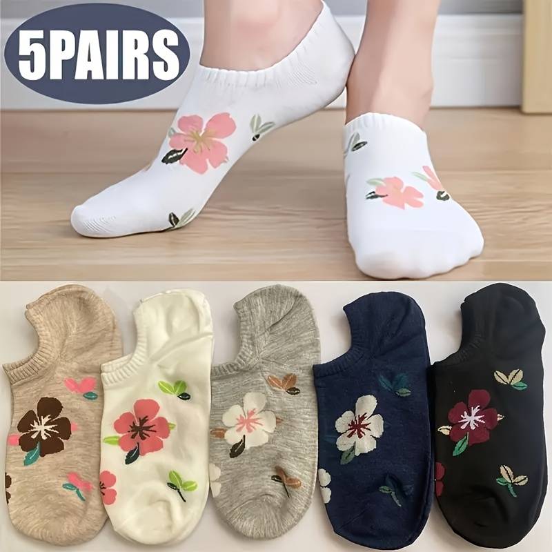 5 Pairs Of Mixed Colors One Size High Elastic Socks