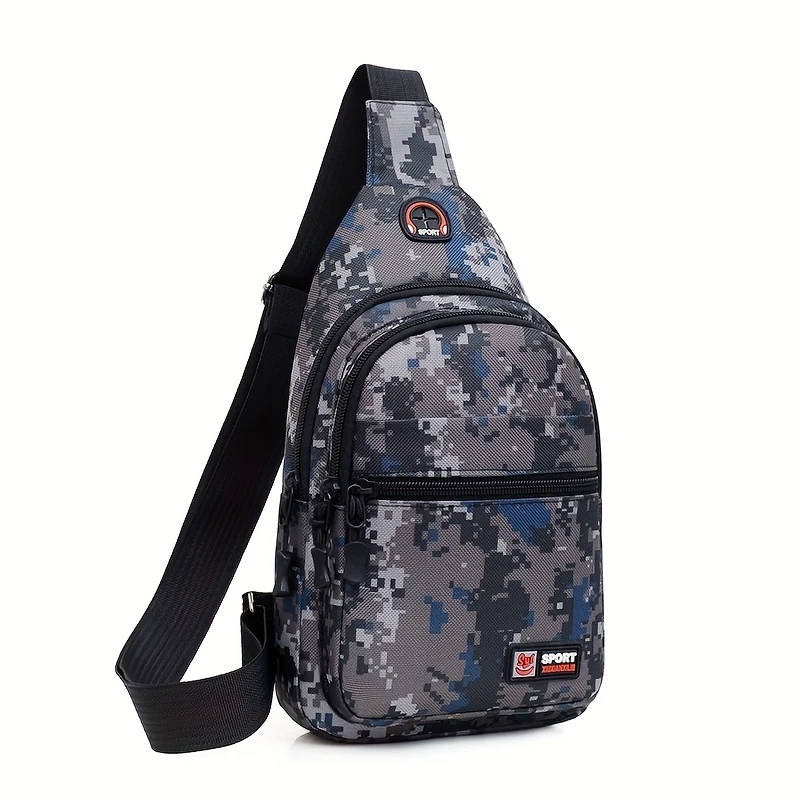 1pc Fashionable Canvas Tactical Chest Pack with Digital Camouflage Design Perfect for Outdoor Advent