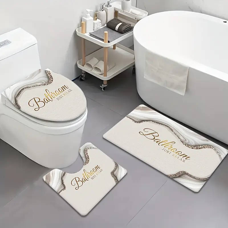 Bathroom Anti-Slip Mat Three Piece Set