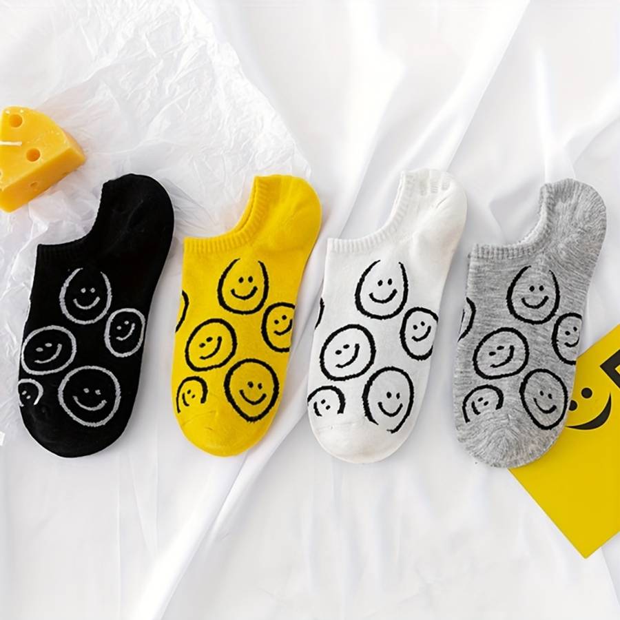 4 Pairs Mixed Color One Size High Elastic Socks