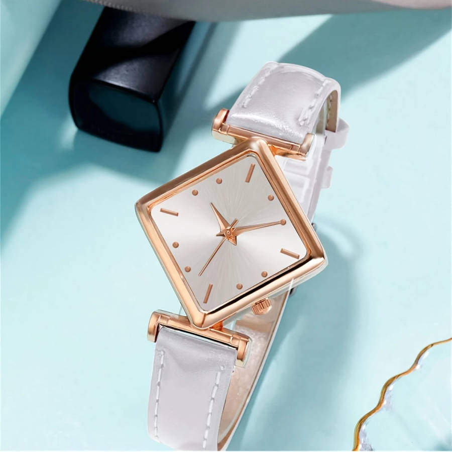 1pc Women's Fashion Personality Belt Square Case Quartz Watch Elegant Women's Watch