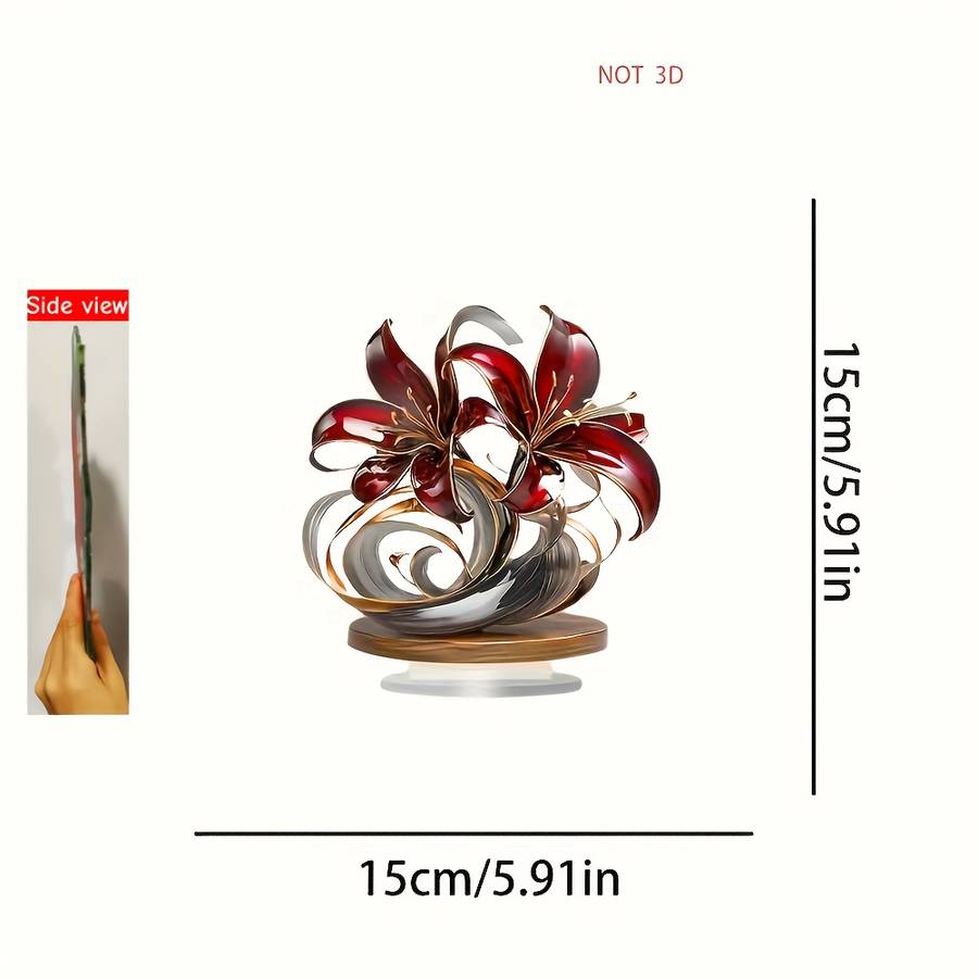 1pc 2D Flat   Blessing Health Lily Flower Desktop Decoration Suitable for Bedroom Cafe an