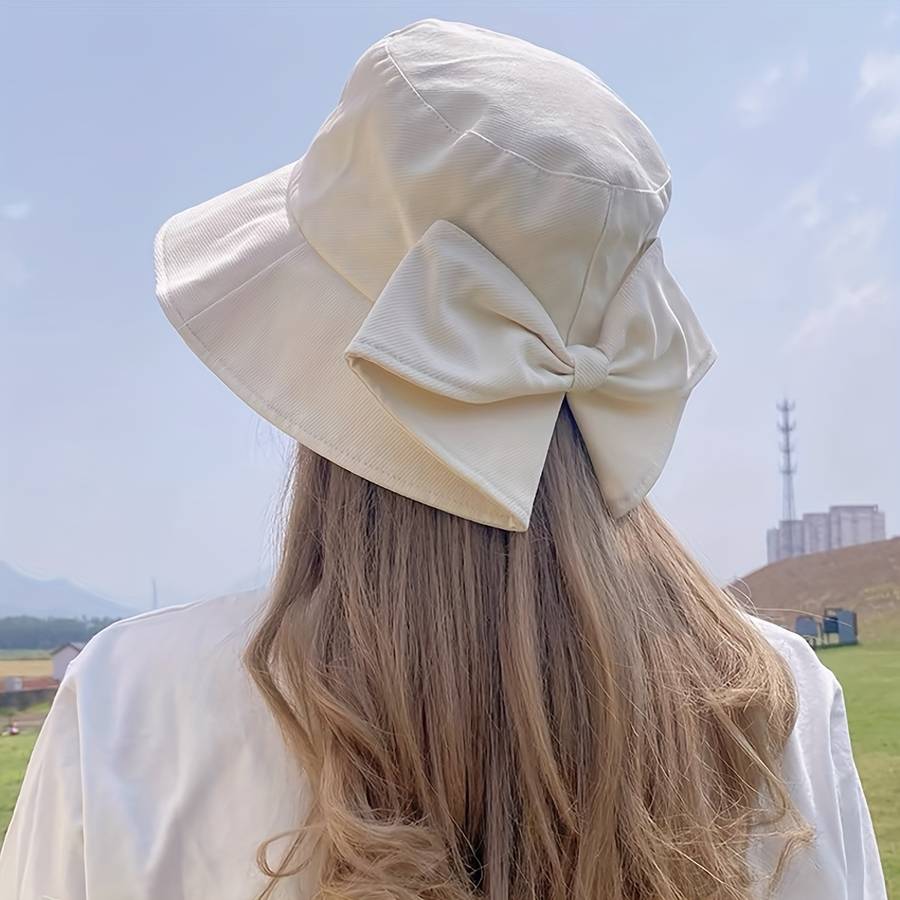 1pc New Style All-match Fisherman Hat with Back Split Sun Protection Bowknot Fashion Casual Sun Hat