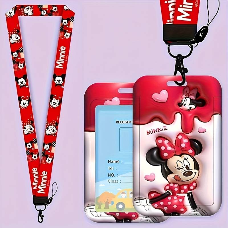 1pc Minnie Card Holder for Students Campus Work ID Mickey and Vinnie Bear Badge Access Control C