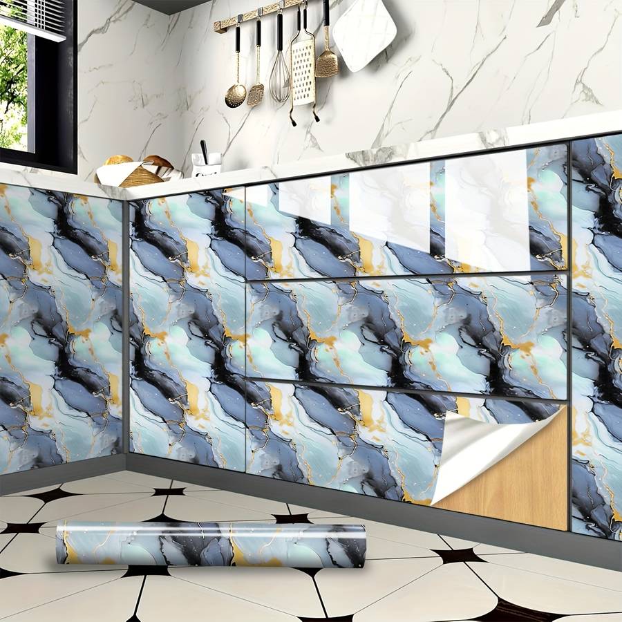 1PC Wall StickersDream Blue Marble60X1000cm  23.6X393.7inch