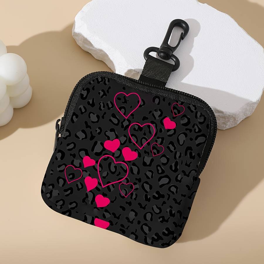 1pc 1-Pack Heart Print Large Capacity Coin Purse with Digital Printing Polyester Multi-Functional