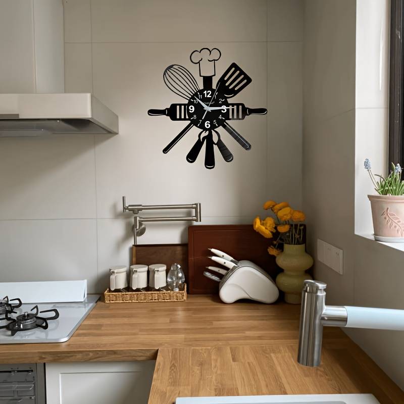 1pc silent vinyl wall clock suitable for multiple scenes in the kitchen living room bedroom