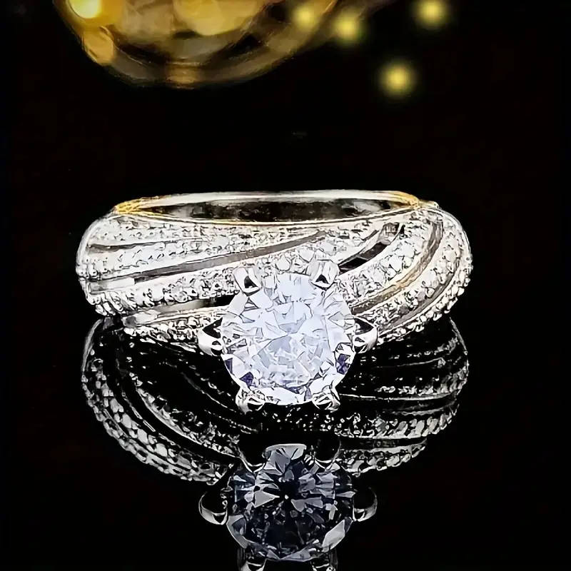 2 Pieces Cubic Zirconia Rings Set