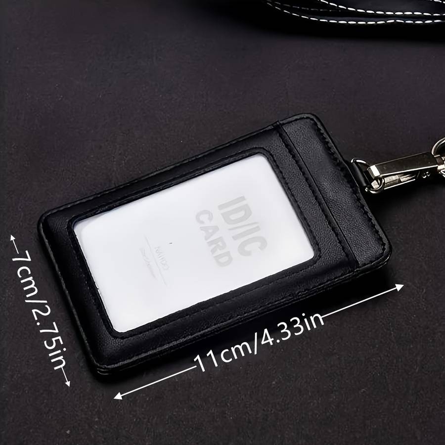 1pc PU Leather Work ID Badge Holder with RFID Block 1 pc Durable ID Card Case with Lanyard Mult