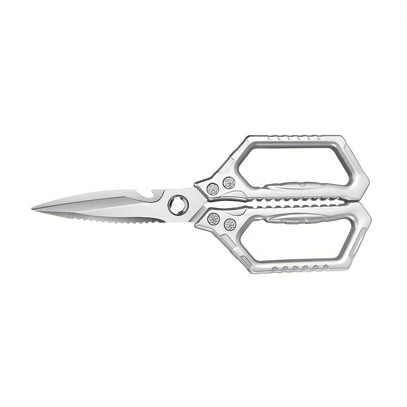 1pc Heavy-Duty Stainless Steel Kitchen Scissors Multi-Purpose Meat Bone Cutting Sharp Du