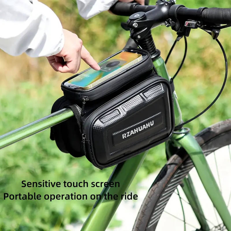 1pc Large-Capacity Bike Front Frame Bag Waterproof Adjustable Strap EVA Material Perfect for Road Mo