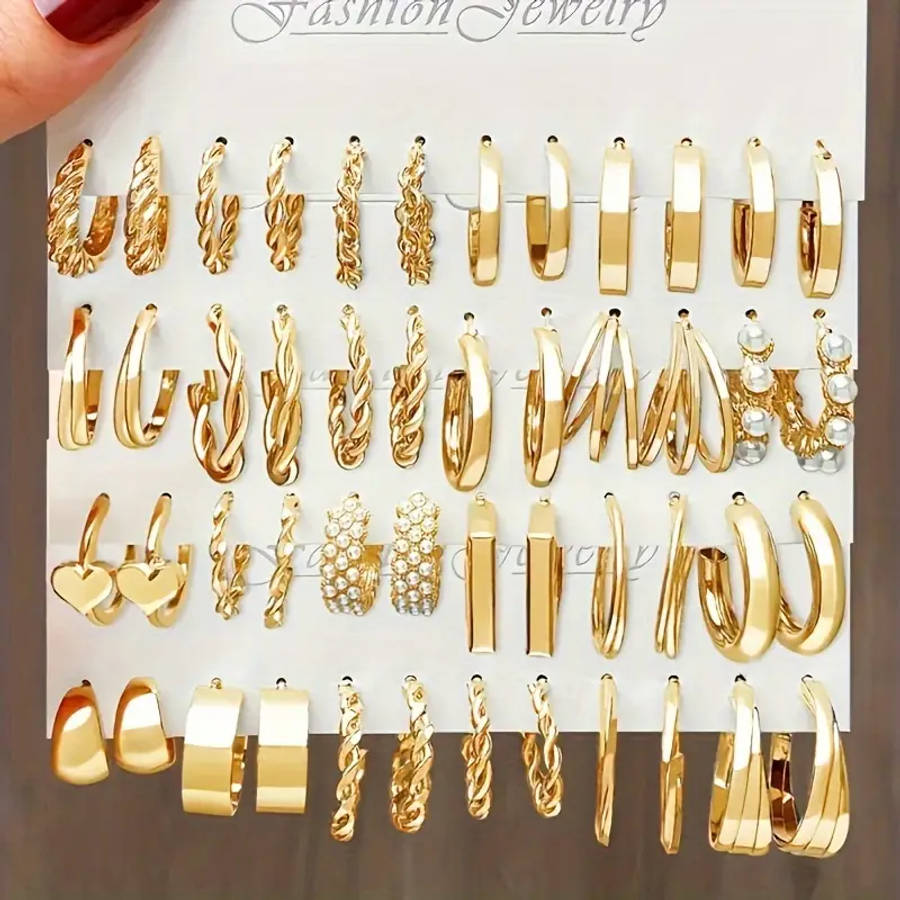 48pcs Hoop Earrings Set for Women