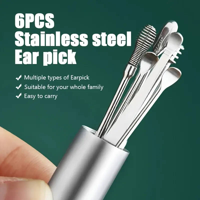 6Pcs Stainless Steel Ear Wax Removal Kit Gentle And Effective Cleaning Tools