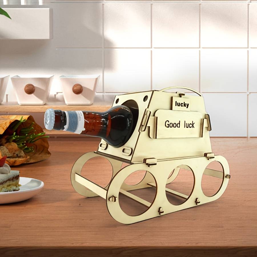 1pc Chic Wooden Wine Rack Holds 4 Bottles Perfect for Home Bar Kitchen Decor Ideal Christmas